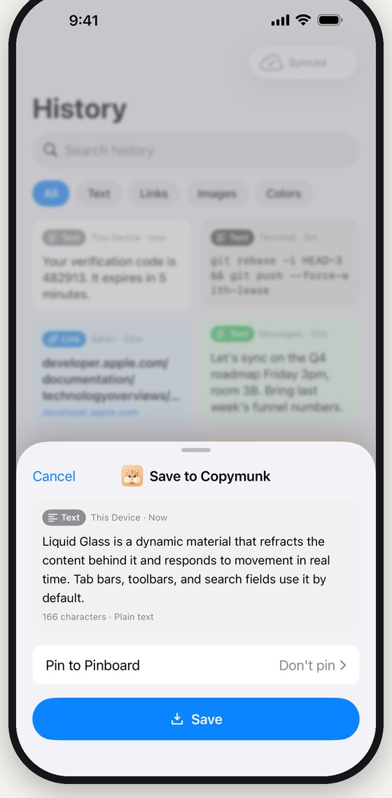 Saving from the share sheet on iPhone